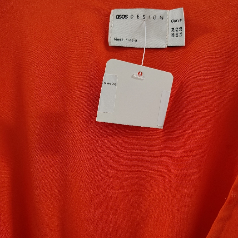 ASOS Curve Bright Orange Pleated Mini Dress - Picture 6 of 8